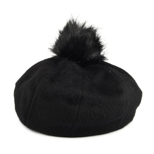 Brixton Hats Natalie Oversized Faux Fur Pom Beret - Black
