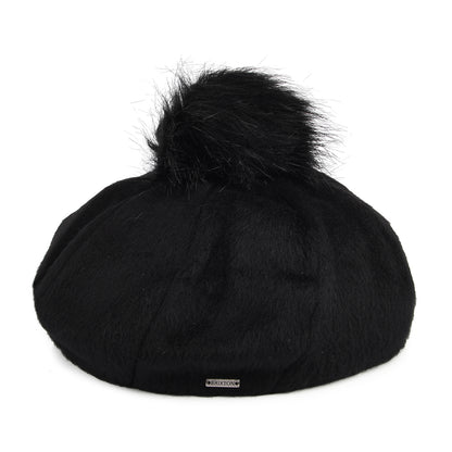 Brixton Hats Natalie Oversized Faux Fur Pom Beret - Black