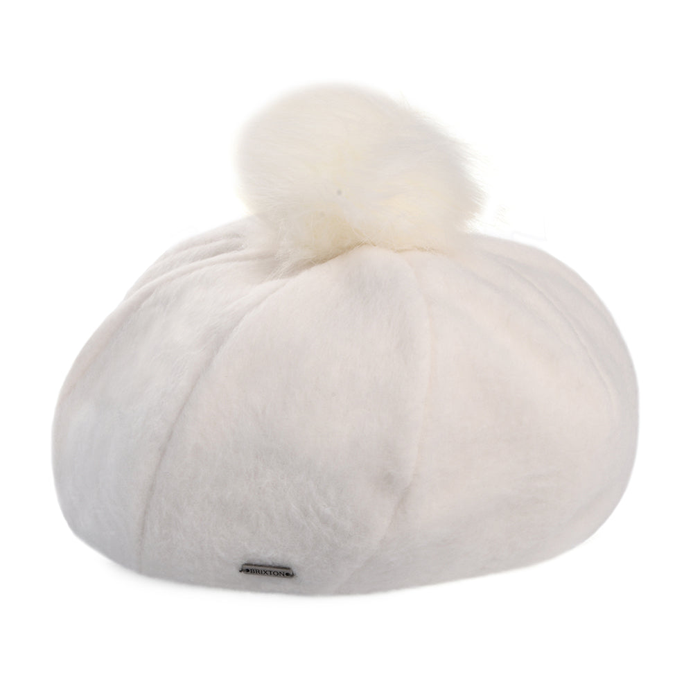Brixton Hats Natalie Oversized Faux Fur Pom Beret - Off White
