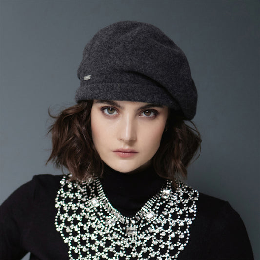 Seeberger Hats Boiled Virgin Wool Beret - Charcoal