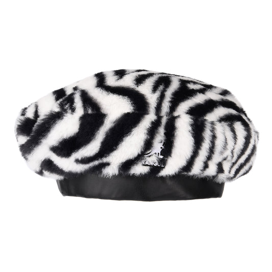 Kangol Zebra Faux Fur Beret - Black-White