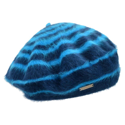 Seeberger Hats Striped Angora Beret - Blue