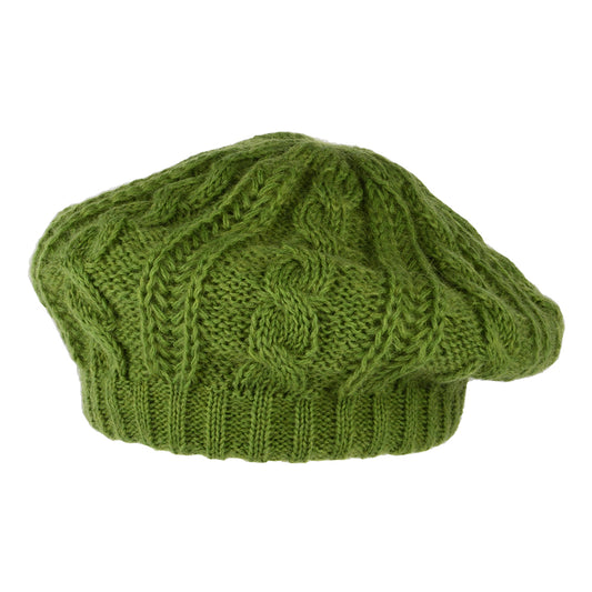 Whiteley Hats Cable Knit Beret - Moss