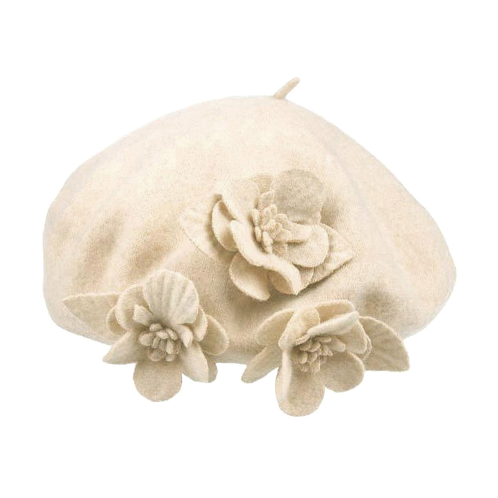 Betmar Hats Flower Beret - White