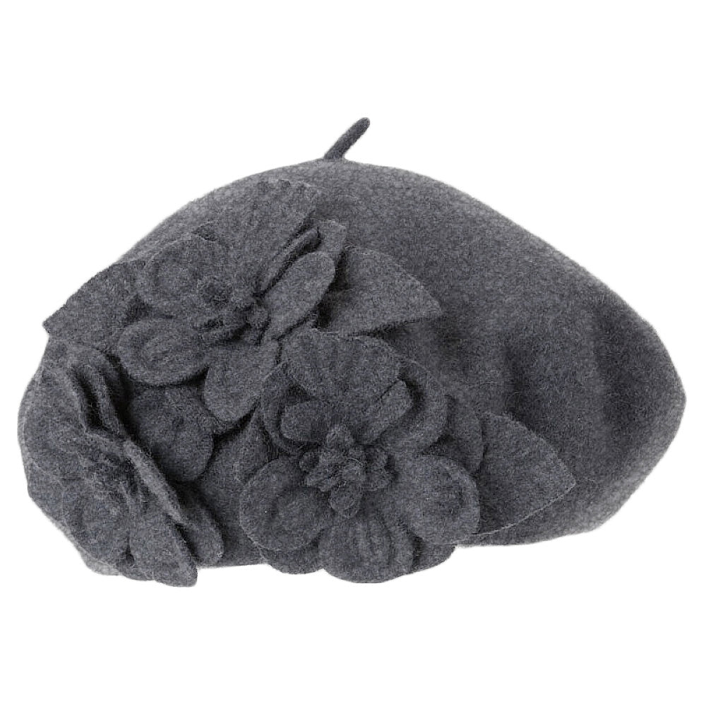 Betmar Hats Flower Beret - Charcoal