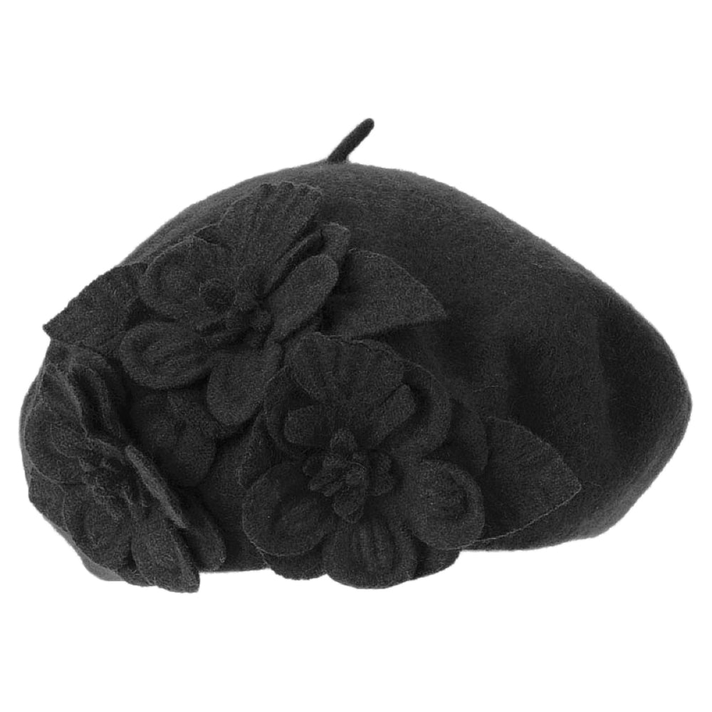 Betmar Hats Flower Beret - Black