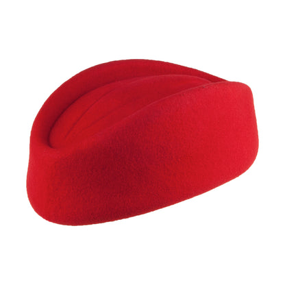 sur la tête Womens Stewardess Pillbox Hat - Red