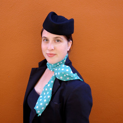 sur la tête Womens Stewardess Pillbox Hat - Navy Blue