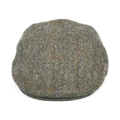 Failsworth Hats Harris Tweed Windowpane Herringbone Stornoway Flat Cap - Olive-Blue