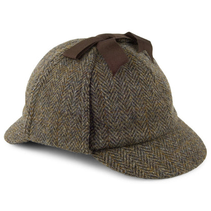 Failsworth Harris Tweed Sherlock Holmes Deerstalker Hat - Olive-Blue