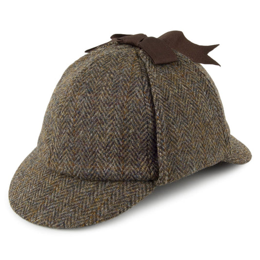 Failsworth Harris Tweed Sherlock Holmes Deerstalker Hat - Olive-Blue
