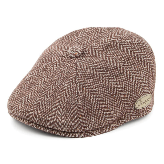 Kangol Herringbone 507 Flat Cap - Brown-White