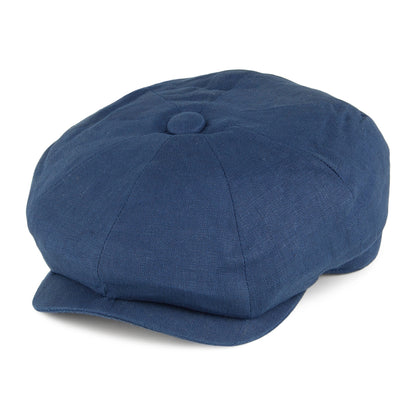 Christys Hats 8 Piece Linen Newsboy Cap - Blue
