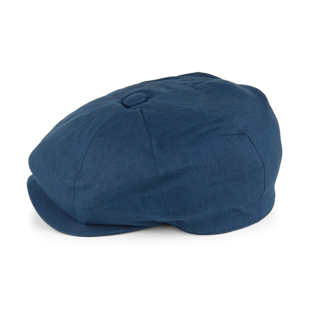 Christys Hats 8 Piece Linen Newsboy Cap - Blue