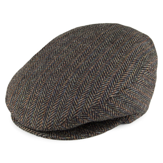 Bailey Hats Lord Stripe Herringbone Flat Cap - Black Mix