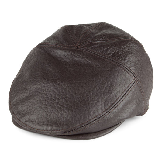 Bailey Hats Langham Leather Flat Cap - Dark Brown