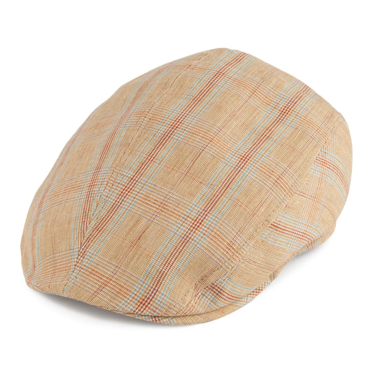 Crambes Hats Brighton Linen Flat Cap - Mustard