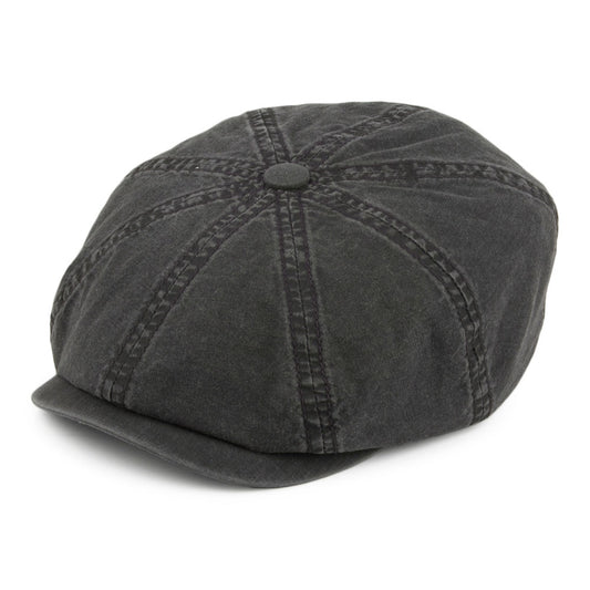 Stetson Hats Hatteras Washed Organic Cotton Newsboy Cap - Black