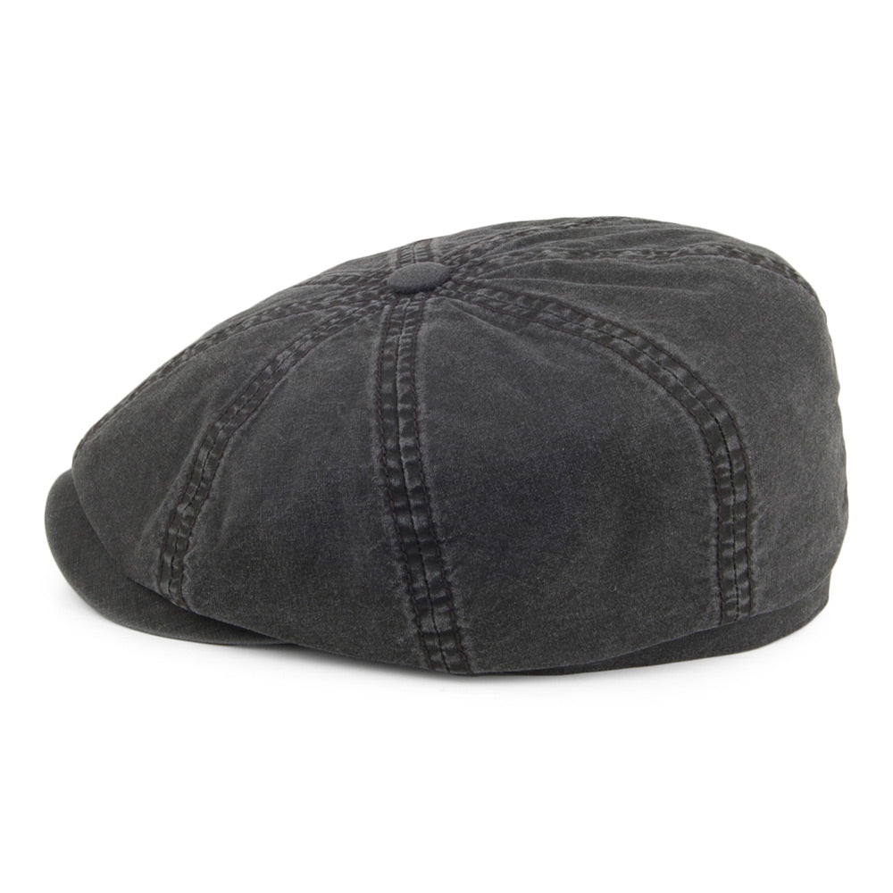 Stetson Hats Hatteras Washed Organic Cotton Newsboy Cap - Black