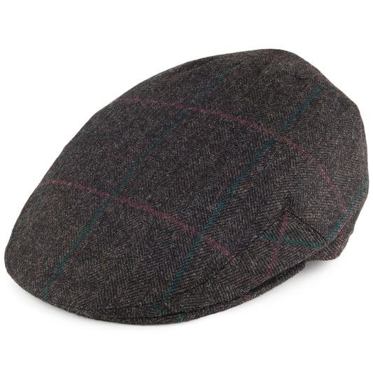 Olney Hats Kinloch Herringbone Tweed Flat Cap - Brown