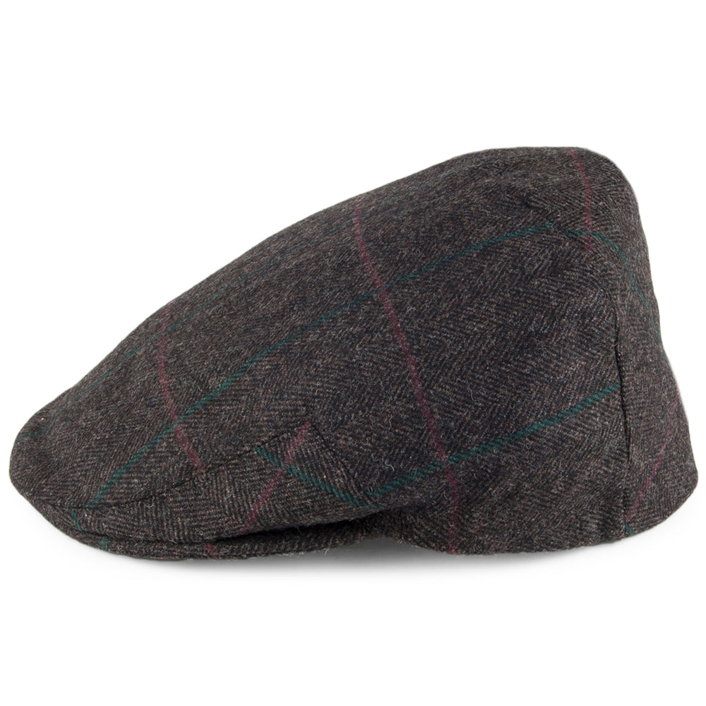 Olney Hats Kinloch Herringbone Tweed Flat Cap - Brown