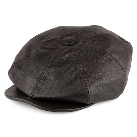 Olney Hats Urban Leather Newsboy Cap - Brown