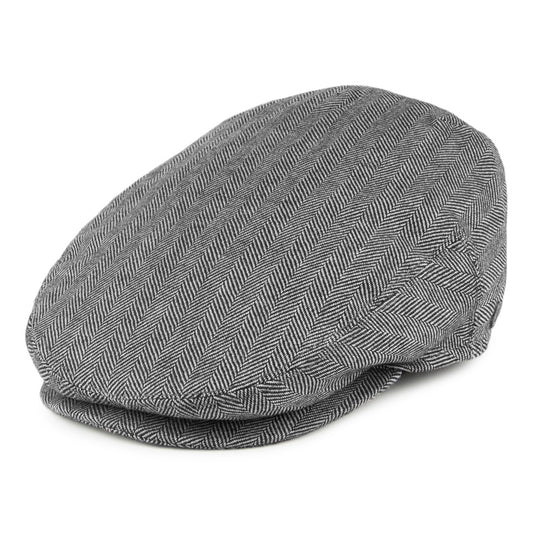 Jaxon & James Pure Wool Herringbone Flat Cap - Black-Ivory