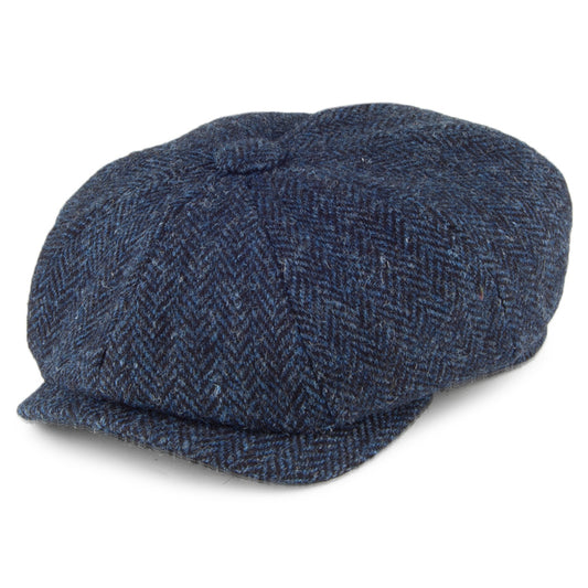 Olney Hats HARRIS TWEED Herringbone 8 Piece Newsboy Cap - Navy Blue