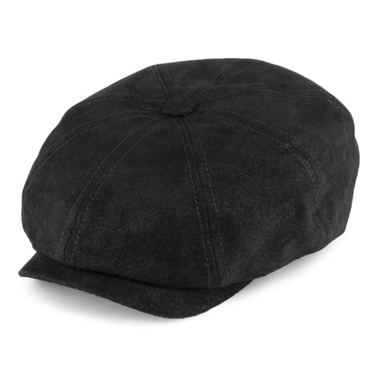 Stetson Hats Hatteras Leather Newsboy Cap - Black