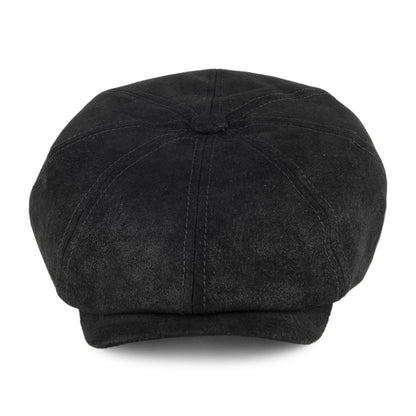 Stetson Hats Hatteras Leather Newsboy Cap - Black