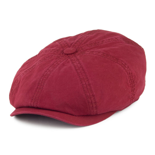 Stetson Hats Hatteras Washed Organic Cotton Newsboy Cap - Burgundy
