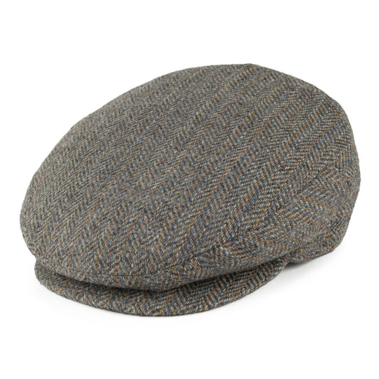 Bailey Lord Herringbone Stripe Wool Flat Cap - Grey Mix