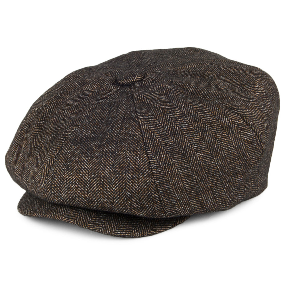 Bailey Hats Beech Herringbone Newsboy Cap - Black-Brown