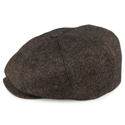 Bailey Hats Beech Herringbone Newsboy Cap - Black-Brown