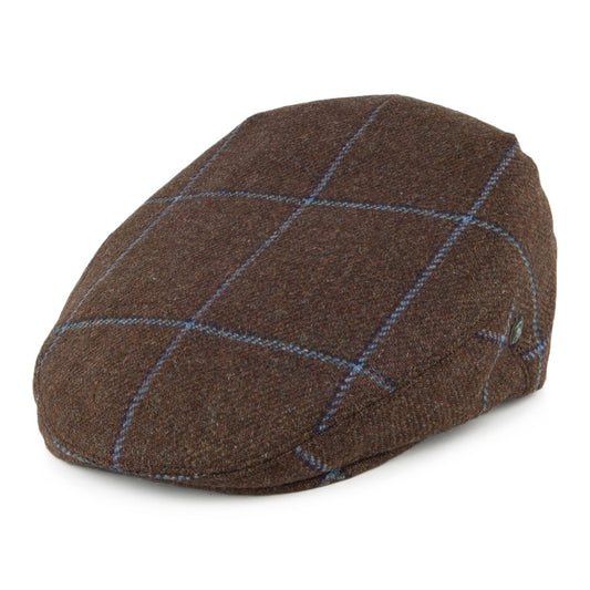 City Sport Windowpane Virgin English Wool Flat Cap - Brown