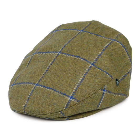 City Sport Windowpane Virgin English Wool Flat Cap - Light Olive