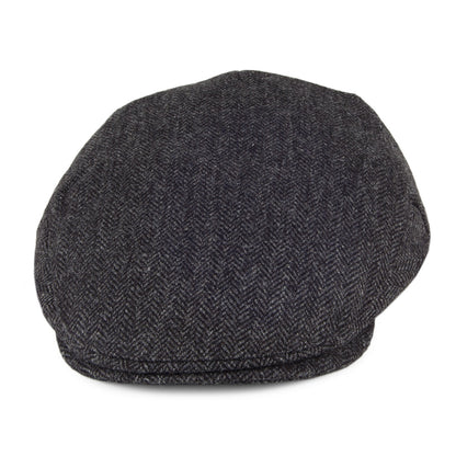 Christys Hats Balmoral Country Tweed Herringbone Flat Cap - Black-Grey