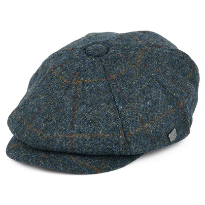 Failsworth Hats Carloway Windowpane Harris Tweed Newsboy Cap - Blue-Multi