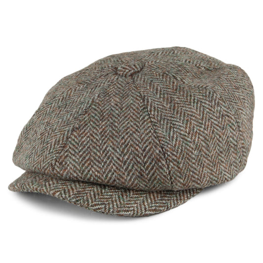 Failsworth Hats Carloway HARRIS TWEED Herringbone Newsboy Cap - Beige-Khaki