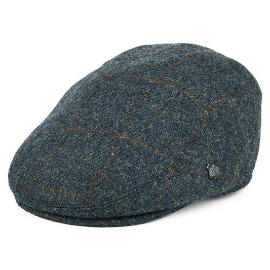 Failsworth Hats Stornoway Windowpane Harris Tweed Flat Cap - Blue-Multi