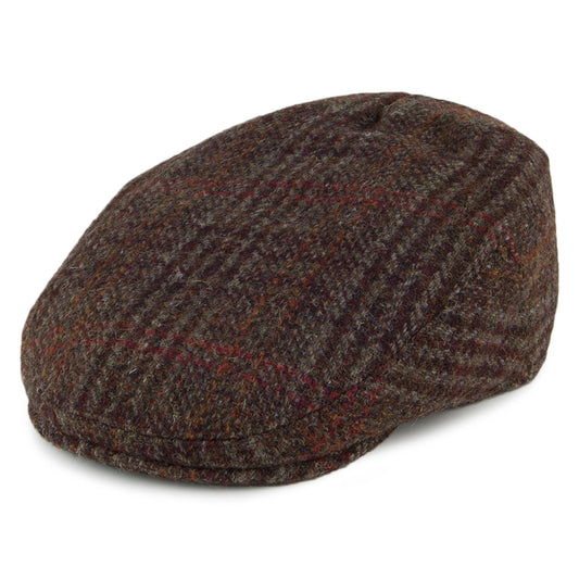 Failsworth Stornoway HARRIS TWEED Glen Plaid Wool Flat Cap - Olive Mix