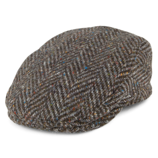 Failsworth Hats Longford Donegal Tweed Flat Cap - Peat