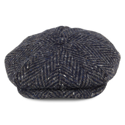 Failsworth Hats Donegal Tweed Herringbone Mayo Newsboy Cap - Navy-Grey