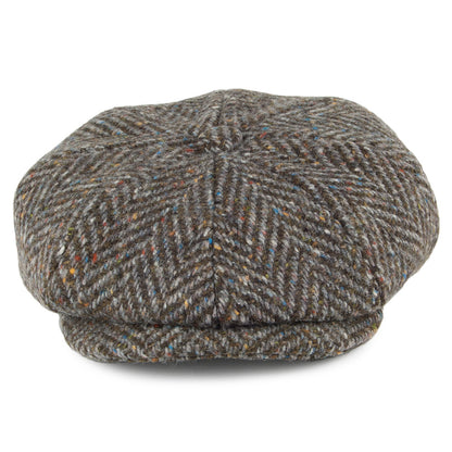 Failsworth Hats Donegal Tweed Herringbone Mayo Newsboy Cap - Peat