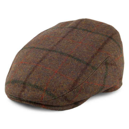 Failsworth Hats Gamekeeper Windowpane Water Repellent Flat Cap - Tan
