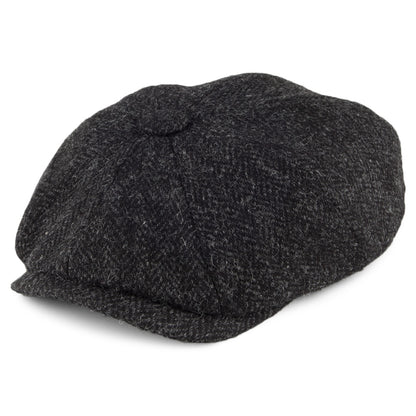 Olney Hats Harris Tweed Herringbone 8 Piece Newsboy Cap - Charcoal