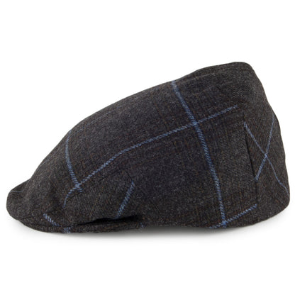 Olney Kinloch Tweed Saxony Flat Cap - Charcoal-Blue
