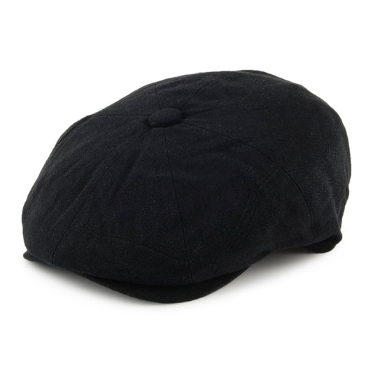Christys Hats Alfie Heavy Linen Newsboy Cap - Black