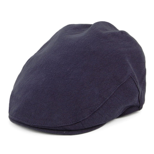 Christys Hats Skye Balmoral Heavy Linen-Cotton Flat Cap - Navy Blue