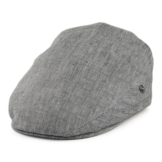 City Sport Micro Herringbone Linen Flat Cap - Black